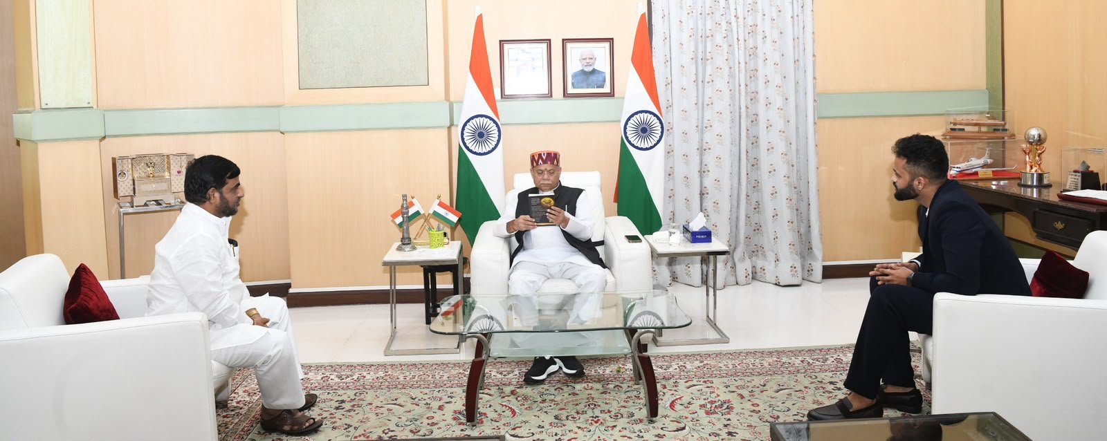 Dr. Uday Kiran in discussion with the Hon'ble Governor of Telangana at Raj Bhavan, Hyderabad